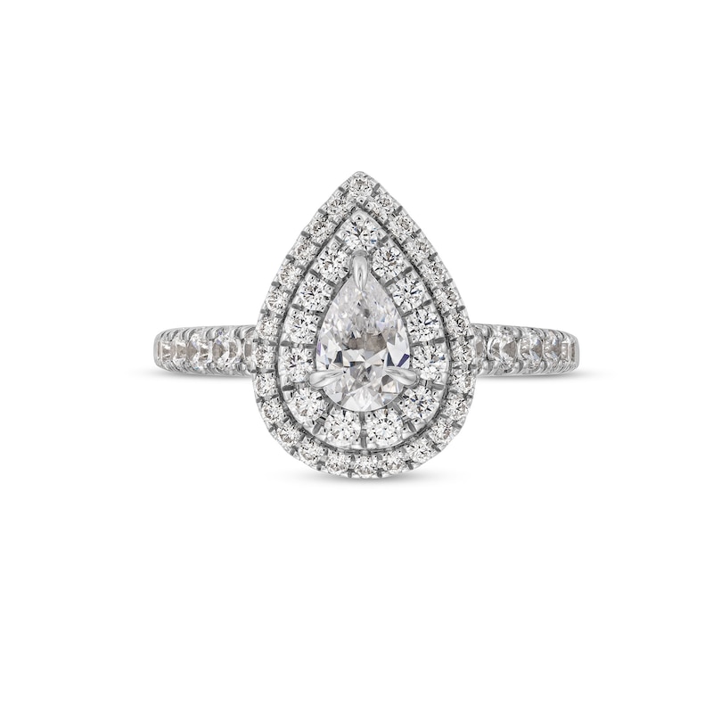 Vera Wang Love Collection 1-1/5 CT. T.W. Pear-Shaped Diamond Double Frame Engagement Ring in 14K White Gold