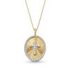 Thumbnail Image 1 of 1/2 CT. T.W. Diamond Cross Oval Frame Medallion Pendant in 10K Gold