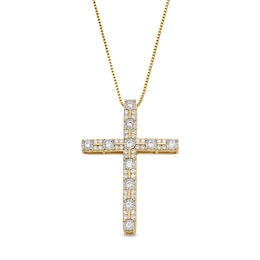 1/2 CT. T.W. Diamond Alternating Cross Pendant in 10K Gold