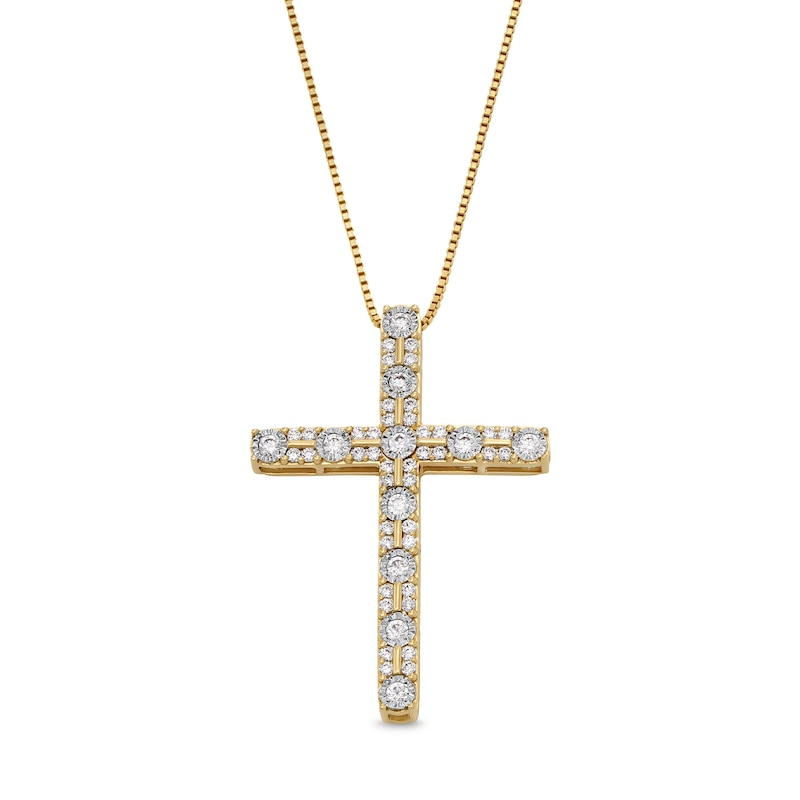 1/2 CT. T.W. Diamond Alternating Cross Pendant in 10K Gold