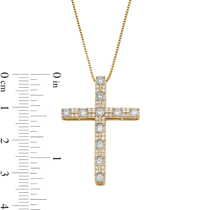 1/2 CT. T.W. Diamond Alternating Cross Pendant in 10K Gold