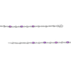 Thumbnail Image 3 of Oval Amethyst and White Lab-Created Sapphire Bypass Link Alternating Bracelet in Sterling Silver - 7.25”