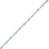 Thumbnail Image 1 of Oval Aquamarine and White Lab-Created Sapphire Bypass Link Alternating Bracelet in Sterling Silver - 7.25”