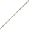 Thumbnail Image 1 of Oval Citrine and White Lab-Created Sapphire Bypass Link Alternating Bracelet in Sterling Silver - 7.25”