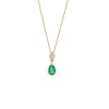 Thumbnail Image 1 of Pear-Shaped Emerald and Diamond Accent Flower Cluster Pendant in 10K Gold