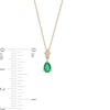 Thumbnail Image 3 of Pear-Shaped Emerald and Diamond Accent Flower Cluster Pendant in 10K Gold