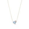 Thumbnail Image 1 of Emerald-Cut Sky Blue Topaz and White Topaz Cluster Tilted Necklace in 10K Gold