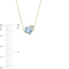 Thumbnail Image 3 of Emerald-Cut Sky Blue Topaz and White Topaz Cluster Tilted Necklace in 10K Gold