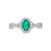 Thumbnail Image 4 of Oval Lab-Created Emerald and White Lab-Created Sapphire Frame Twist Shank Ring in Sterling Silver