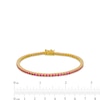 Thumbnail Image 3 of Lab-Created Ruby Tennis Bracelet in Sterling Silver with 18K Gold Plate - 7.25"