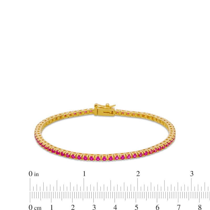 Lab-Created Ruby Tennis Bracelet in Sterling Silver with 18K Gold Plate - 7.25"