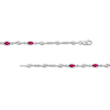 Thumbnail Image 3 of Oval Lab-Created Ruby and White Lab-Created Sapphire Bypass Link Alternating Bracelet in Sterling Silver - 7.25”