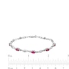 Thumbnail Image 4 of Oval Lab-Created Ruby and White Lab-Created Sapphire Bypass Link Alternating Bracelet in Sterling Silver - 7.25”