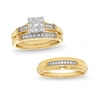 Thumbnail Image 1 of 1/4 CT. T.W. Cushion-Shaped Multi-Diamond Wedding Ensemble in 10K Gold