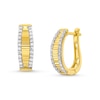 Thumbnail Image 1 of 1/2 CT. T.W. Diamond Edge Ribbed Stripe Hoop Earrings in 10K Gold