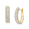 Thumbnail Image 1 of 1 CT. T.W. Diamond Slant Trios Hoop Earrings in 10K Gold