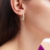 Thumbnail Image 2 of 1 CT. T.W. Diamond Slant Trios Hoop Earrings in 10K Gold