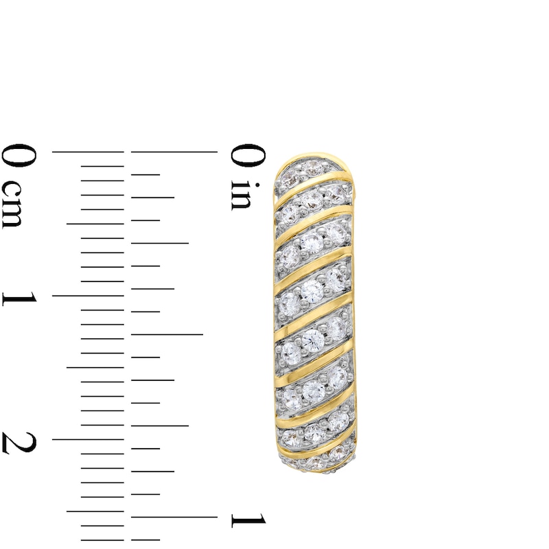 1 CT. T.W. Diamond Slant Trios Hoop Earrings in 10K Gold