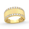 Thumbnail Image 1 of 5/8 CT. T.W. Diamond Edge Ribbed Stripe Band in 10K Gold