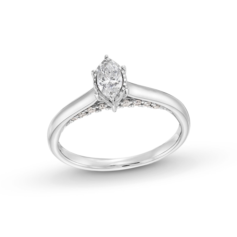 Main Image 1 of 1/2 CT. T.W. Marquise Diamond Engagement Ring in 14K White Gold