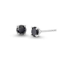 1 CT. T.W. Black Diamond Solitaire Stud Earrings in 10K White Gold