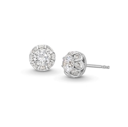 7/8 CT. T.W. Diamond Flower Frame Stud Earrings in 14K White Gold