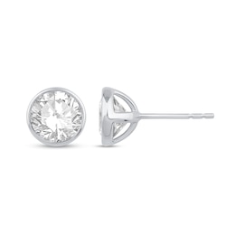 2 CT. T.W. Certified Lab-Created Diamond Bezel-Set Solitaire Stud Earrings in 14K White Gold (F/SI2)