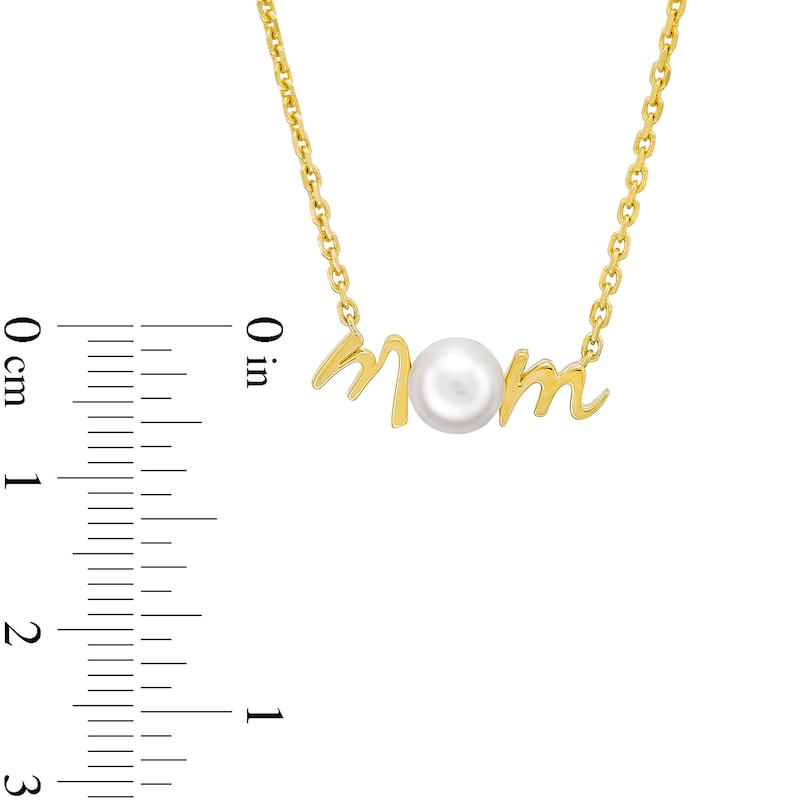 Main Image 3 of 6.0-6.5mm Button Freshwater Cultured Pearl &quot;MOM&quot; Necklace in Sterling Silver with 14K Gold Plate