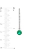 Thumbnail Image 3 of 6.5mm Lab-Created Emerald and White Lab-Created Sapphire Dangle Hoop Earrings in Sterling Silver