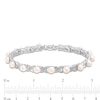 Thumbnail Image 4 of 5.0mm Freshwater Cultured Pearl and Diamond Accent &quot;XO&quot; Link Bracelet in Sterling Silver - 7.5&quot;