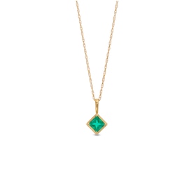 4.0mm Tilted Princess-Cut Lab-Created Emerald Solitaire Pendant in 10K Gold