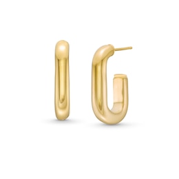 J-Hoop Earrings in Hollow 14K Gold