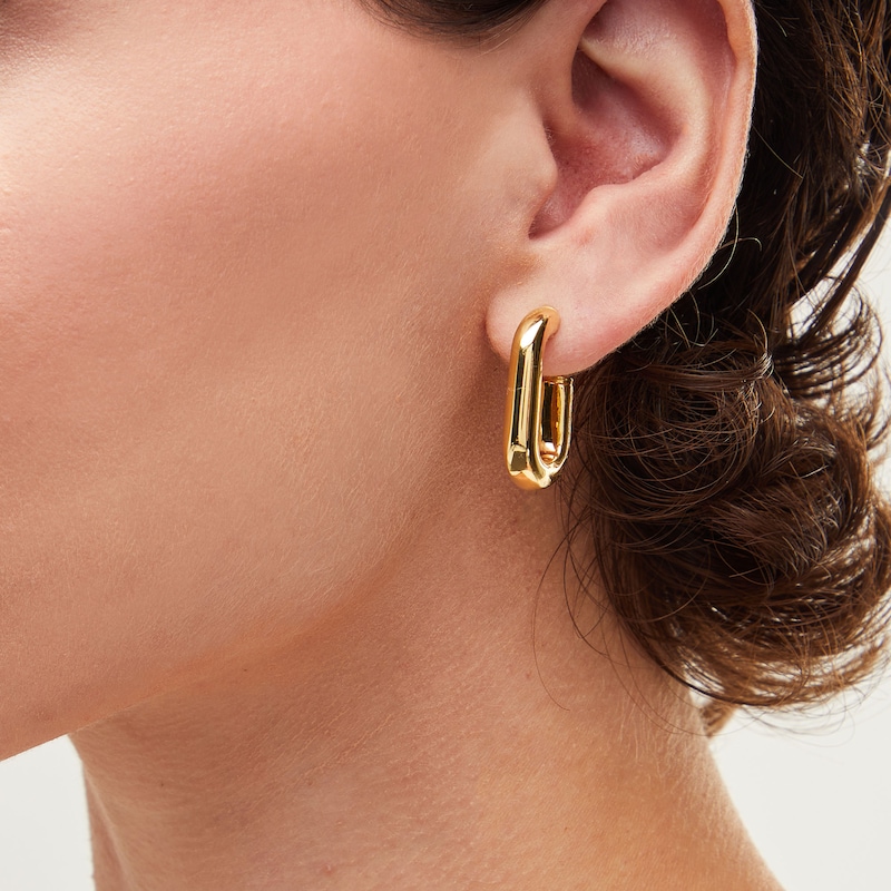 Main Image 2 of J-Hoop Earrings in Hollow 14K Gold