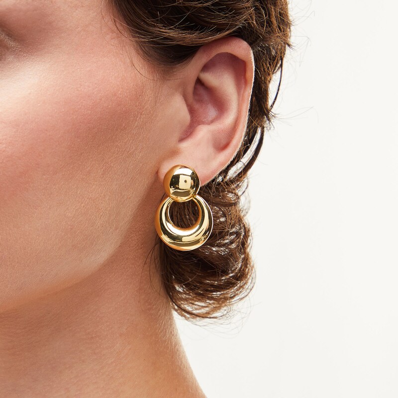 Main Image 2 of Open Circle Drop Earrings in Hollow 14K Gold