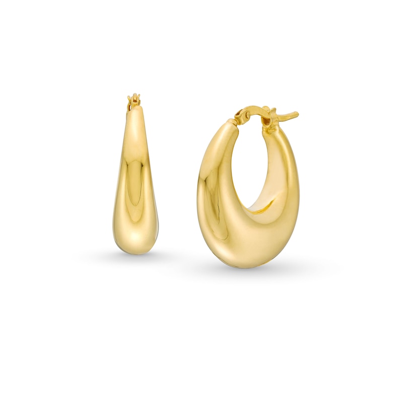 Graduated Hoop Earrings in Hollow 14K Gold