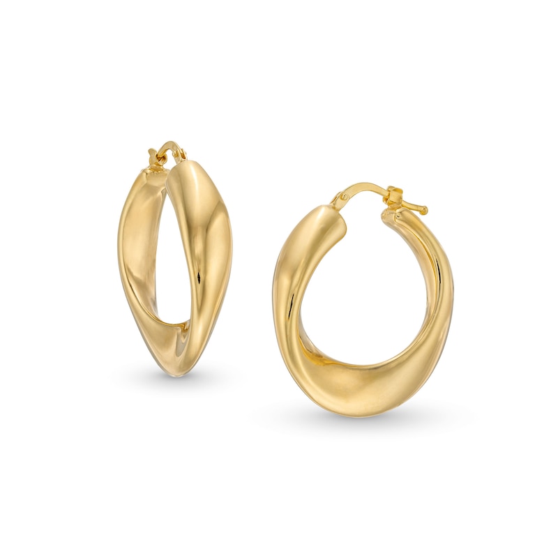 Main Image 1 of Swirl Hoop Earrings in Hollow 14K Gold