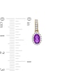 Thumbnail Image 3 of Oval Amethyst and White Lab-Created Sapphire Frame Drop Earrings in 10K Gold