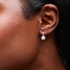 Thumbnail Image 2 of 5.0mm Freshwater Cultured Pearl and White Lab-Created Sapphire Frame Drop Earrings in 10K Gold