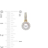 Thumbnail Image 3 of 5.0mm Freshwater Cultured Pearl and White Lab-Created Sapphire Frame Drop Earrings in 10K Gold