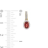 Thumbnail Image 3 of Oval Garnet and White Lab-Created Sapphire Frame Drop Earrings in 10K Gold