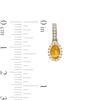 Thumbnail Image 3 of Oval Citrine and White Lab-Created Sapphire Frame Drop Earrings in 10K Gold