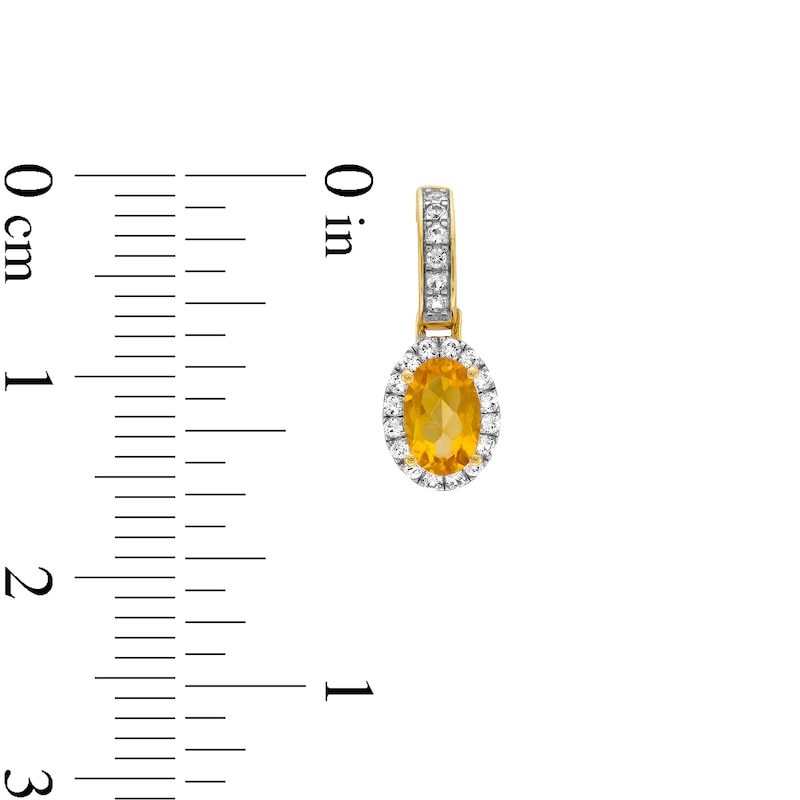 Main Image 3 of Oval Citrine and White Lab-Created Sapphire Frame Drop Earrings in 10K Gold