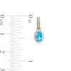 Thumbnail Image 2 of Oval Swiss Blue Topaz and White Lab-Created Sapphire Frame Drop Earrings in 10K Gold