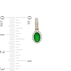 Thumbnail Image 2 of Oval Emerald and White Lab-Created Sapphire Frame Drop Earrings in 10K Gold