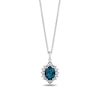 Thumbnail Image 1 of Enchanted Disney Cinderella Oval London Blue Topaz and 1/6 CT. T.W. Diamond Frame Pendant in Sterling Silver - 19”