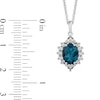 Thumbnail Image 3 of Enchanted Disney Cinderella Oval London Blue Topaz and 1/6 CT. T.W. Diamond Frame Pendant in Sterling Silver - 19”