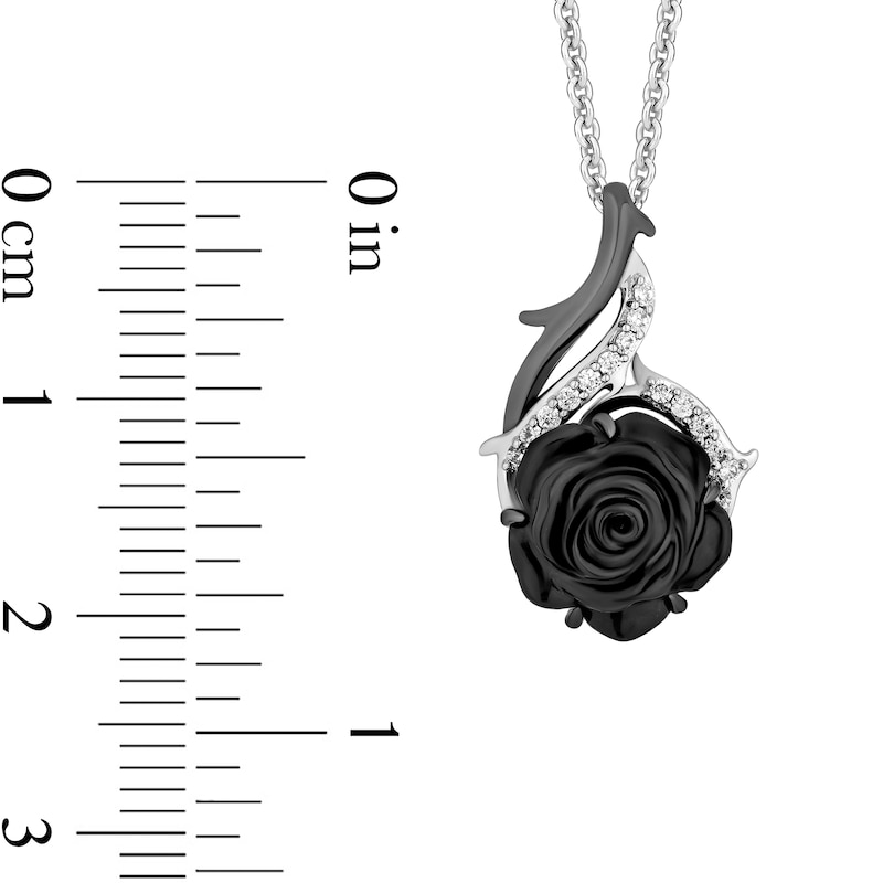 Main Image 3 of Collector’s Edition Enchanted Disney Sleeping Beauty 65th Anniversary Onyx and Diamond Rose Pendant in Sterling Silver