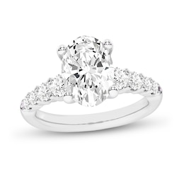 3-3/4 CT. T.W. Oval Certified Lab-Created Diamond Graduated Shank Engagement Ring in 14K White Gold (I/SI2)