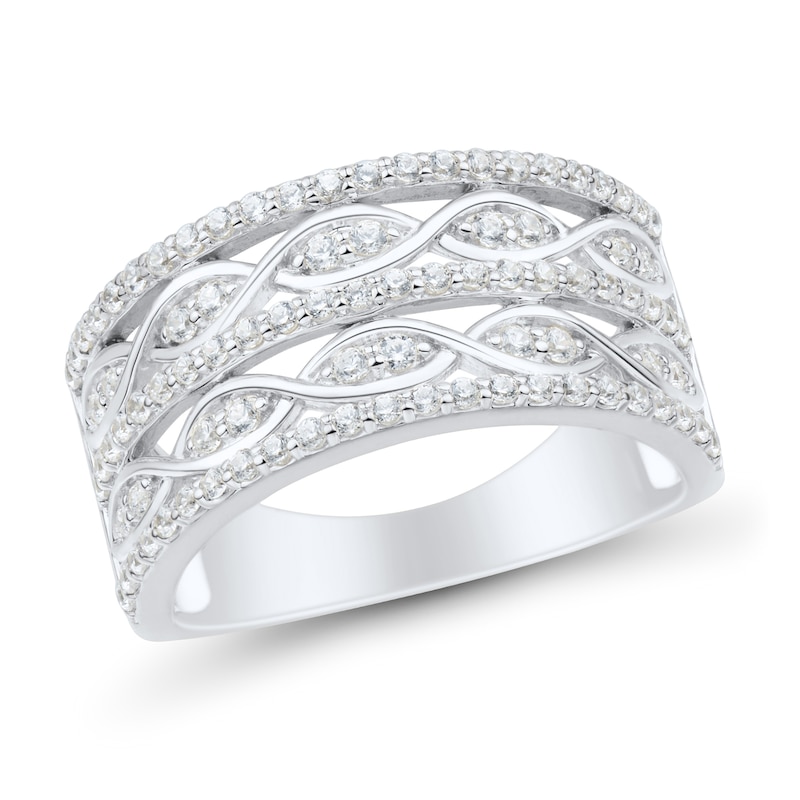 Main Image 1 of 1/2 CT. T.W. Diamond Twist Multi-Row Anniversary Band in 10K White Gold