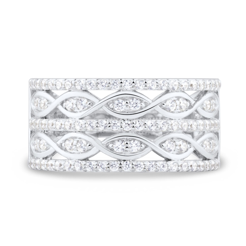 Main Image 2 of 1/2 CT. T.W. Diamond Twist Multi-Row Anniversary Band in 10K White Gold